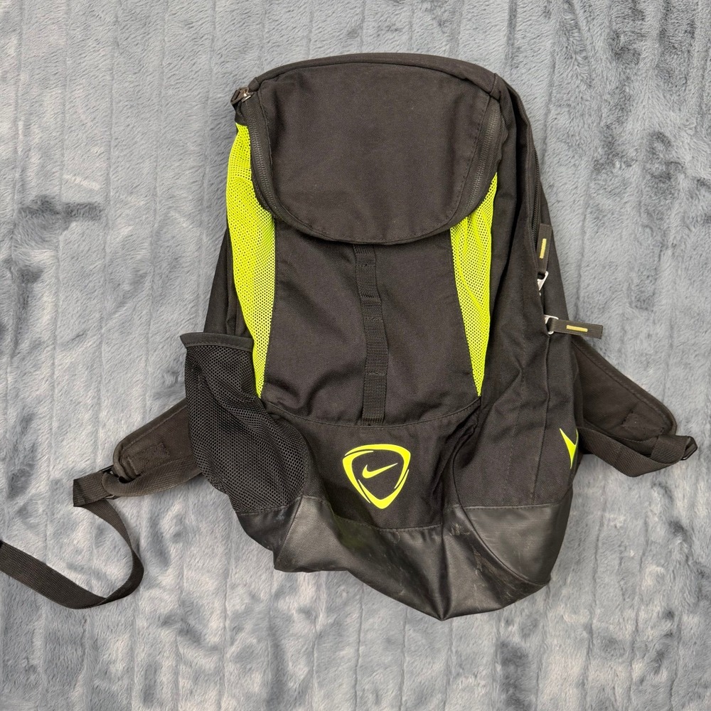 Nike Shield Athletic Backpack Black Neon Volt Yellow Sport Bag 9232